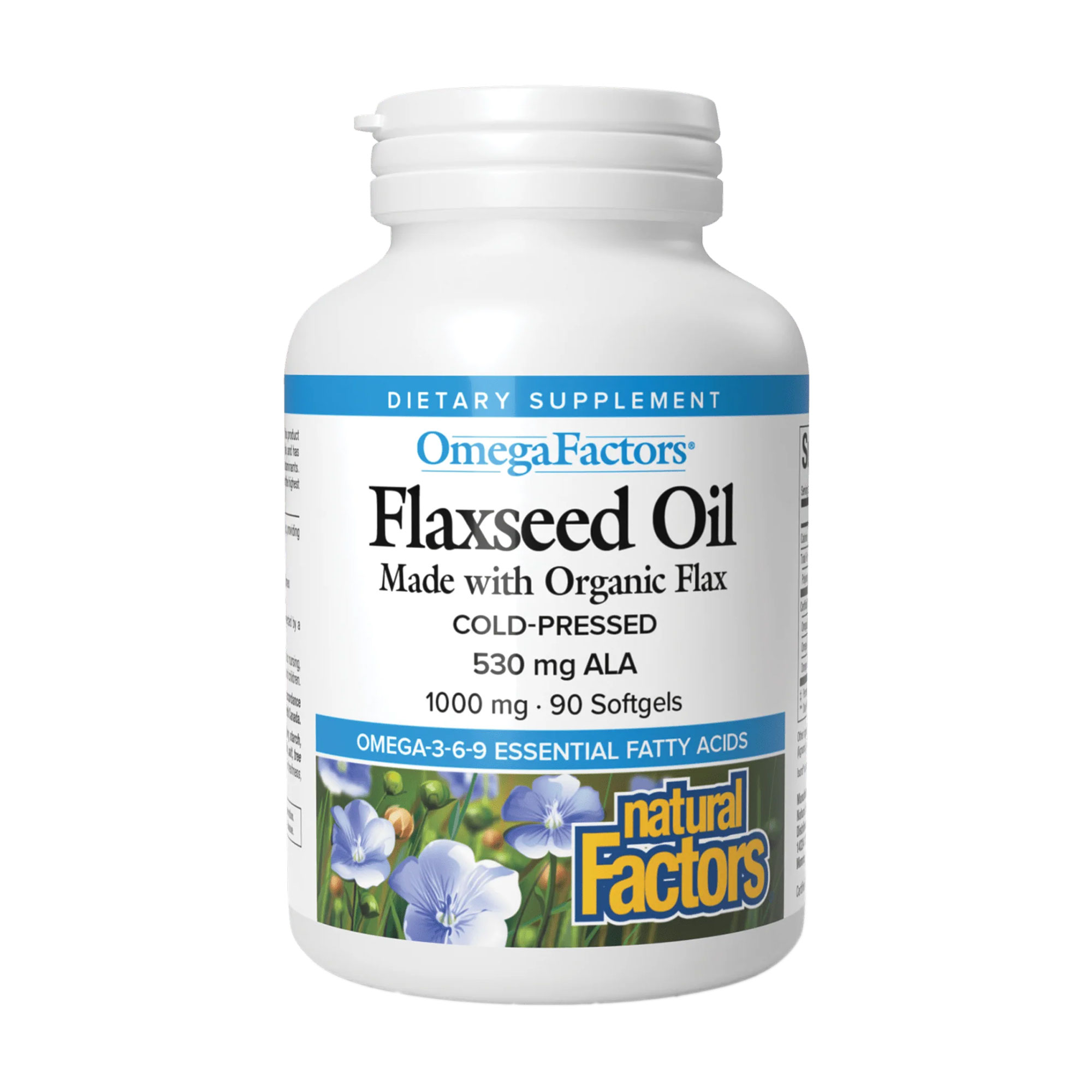 Льняна олія Natural Factors OmegaFactors Flaxseed Oil 1000 мг, 90 гелевих капсул